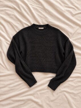 Ardene Black Cropped Crew Mock Neck Sweater